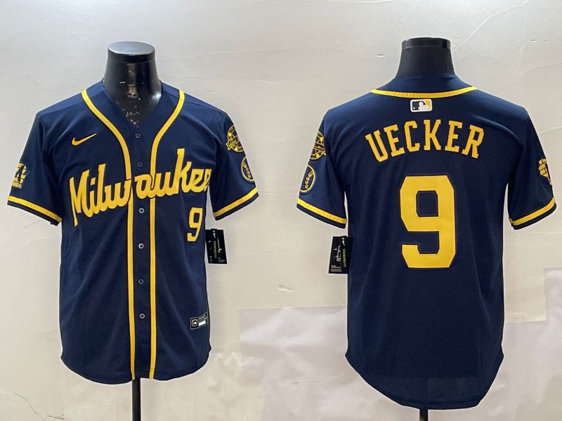 Men Milwaukee Brewers #9 Uecker Drak Blue Game 2025 Nike MLB Jersey style 1->milwaukee brewers->MLB Jersey